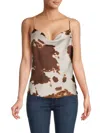 Renee C Women's Cowlneck Satin Camisole In Brown