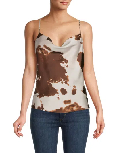Renee C Women's Cowlneck Satin Camisole In Brown