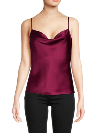 Renee C Women's Cowlneck Satin Camisole In Burgundy
