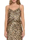 Renee C Women's Cowlneck Satin Camisole In Chocolate