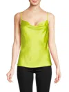 Renee C Women's Cowlneck Satin Camisole In Citron