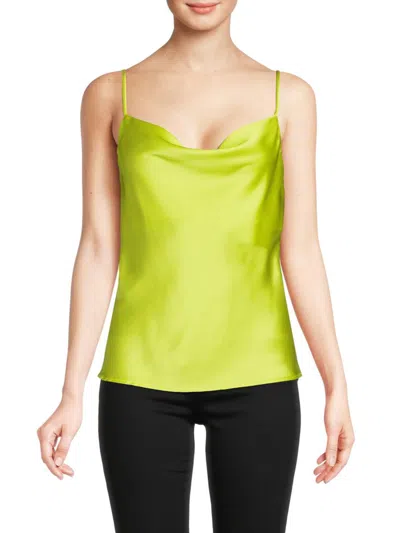Renee C Women's Cowlneck Satin Camisole In Citron
