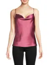 Renee C Women's Cowlneck Satin Camisole In Dark Pink