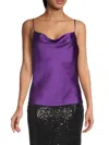 Renee C Women's Cowlneck Satin Camisole In Dark Purple