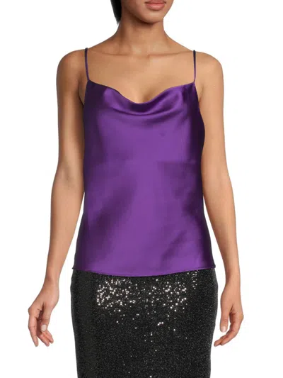 Renee C Women's Cowlneck Satin Camisole In Dark Purple