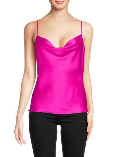 Renee C Women's Cowlneck Satin Camisole In Fuchsia