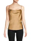 Renee C Women's Cowlneck Satin Camisole In Gold