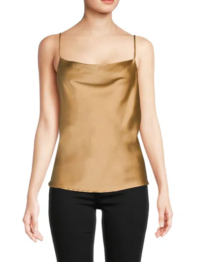 Renee C Women's Cowlneck Satin Camisole In Gold