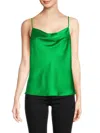Renee C Women's Cowlneck Satin Camisole In Green