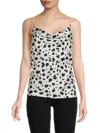 Renee C Women's Cowlneck Satin Camisole In Ivory Black