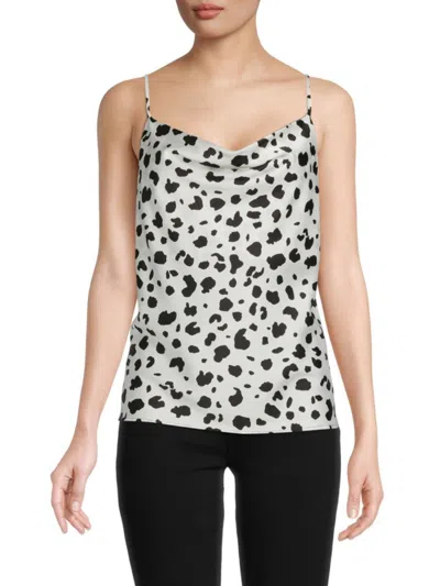 Renee C Women's Cowlneck Satin Camisole In Ivory Black