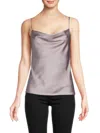 Renee C Women's Cowlneck Satin Camisole In Lavender