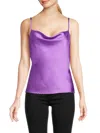 Renee C Women's Cowlneck Satin Camisole In Lilac