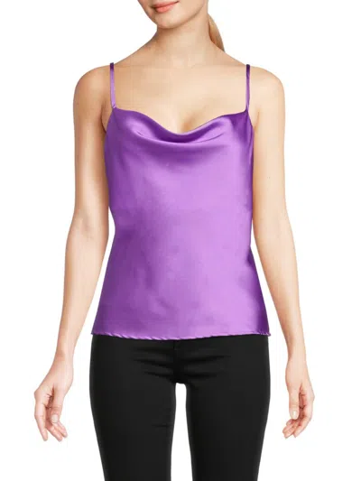 Renee C Women's Cowlneck Satin Camisole In Lilac