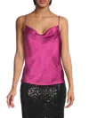 Renee C Women's Cowlneck Satin Camisole In Magenta