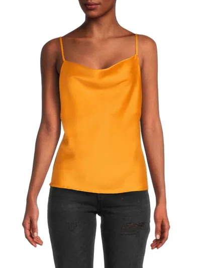 Renee C Women's Cowlneck Satin Camisole In Marigold