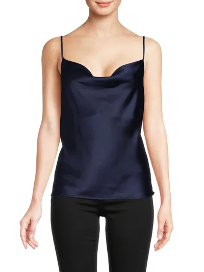 Renee C Women's Cowlneck Satin Camisole In Navy