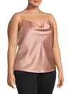 Renee C Women's Cowlneck Satin Camisole In Rose