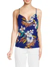 Renee C Women's Cowlneck Satin Camisole In Royal Blue