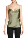 Renee C Women's Cowlneck Satin Camisole In Sage