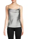 Renee C Women's Cowlneck Satin Camisole In Silver