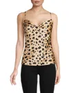 Renee C Women's Cowlneck Satin Camisole In Taupe Black