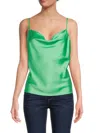 Renee C Women's Cowlneck Satin Camisole In Tea Green