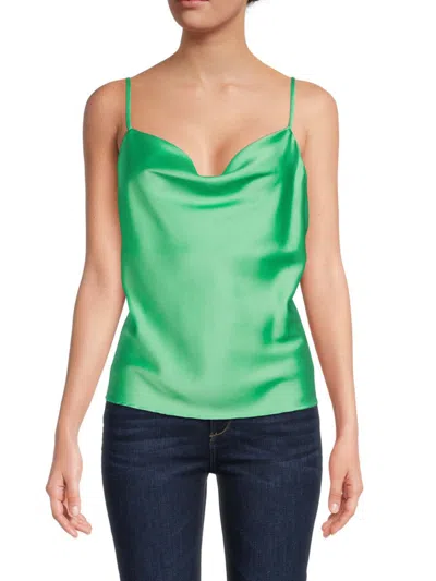 Renee C Women's Cowlneck Satin Camisole In Tea Green