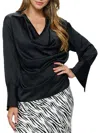 Renee C Women's Cowlneck Satin Top