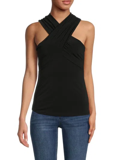 Renee C Women's Criss Cross Top In Black