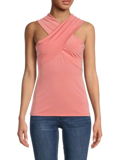 Renee C Women's Criss Cross Top In Coral