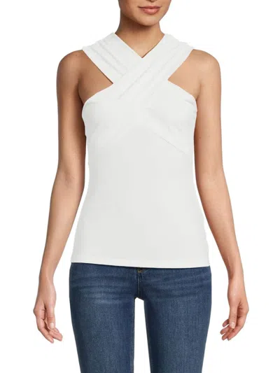 Renee C Women's Criss Cross Top In Ivory