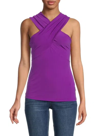 Renee C Women's Criss Cross Top In Purple