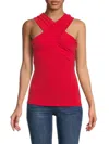 Renee C Women's Criss Cross Top In Red