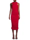 Renee C Women's Crisscross Ruched Midi Dress In Red