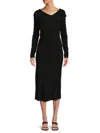 Renee C Women's Crossover Midi Sweater Dress In Black