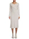Renee C Women's Crossover Midi Sweater Dress In Oyster