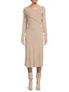 Renee C Women's Crossover Midi Sweater Dress In Taupe