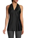 Renee C Women's Crossover Satin Halter Top In Black