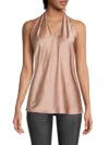 Renee C Women's Crossover Satin Halter Top In Rose