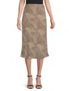 Renee C Ditsy Leopard Print Midi Skirt In Taupe