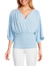 Renee C Women's Dolman Smocked Top In Blue