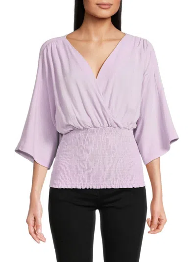 Renee C Women's Dolman Smocked Top In Lavender