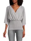 Renee C Women's Dolman Smocked Top In Silver
