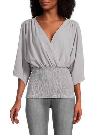 Renee C Women's Dolman Smocked Top In Silver