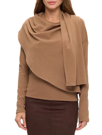 Renee C Women's Drape Neck Knitted Top In Brown