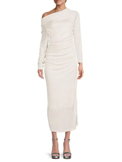 Renee C Women's Drop Shoulder Metallic Maxi Dress In Ivory