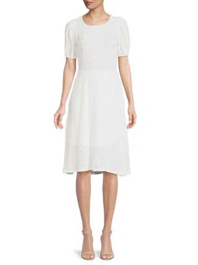 Renee C Women's Embroidered Cutout Dress In White