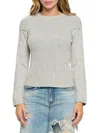 Renee C Women's Exposed Seam Ribbed Crewneck Sweater In Heather Grey