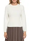 Renee C Women's Exposed Seam Ribbed Crewneck Sweater In Ivory